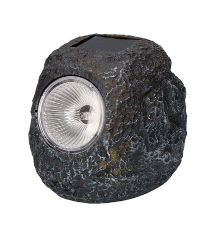 Lumineo Zonnelamp Steen 15 cm made of polypropyleen, outdoor garden decoration with a stone-like appearance.