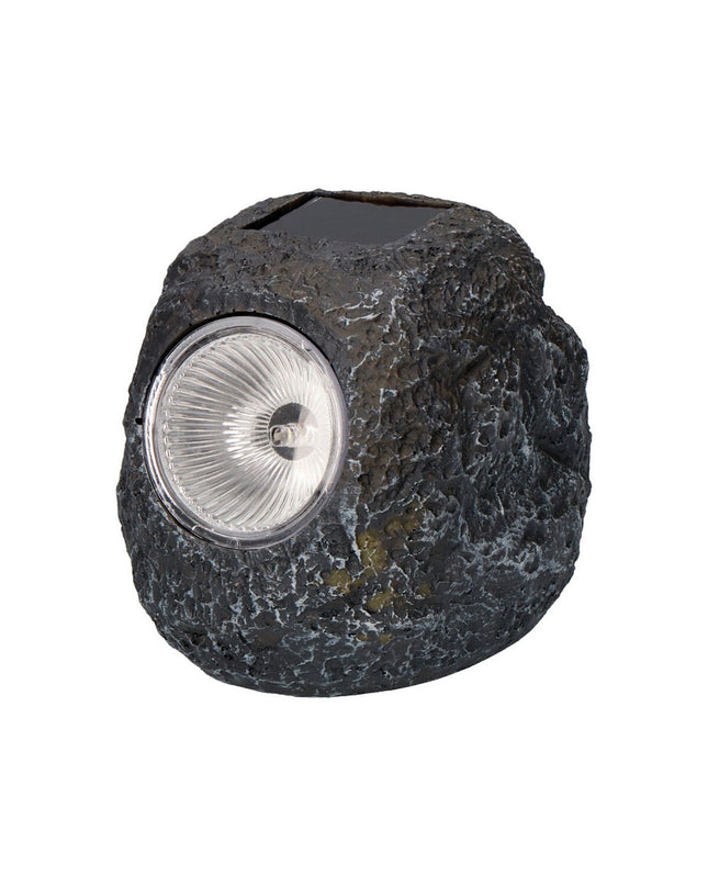Lumineo Zonnelamp Steen 15 cm made of polypropyleen, outdoor garden decoration with a stone-like appearance.