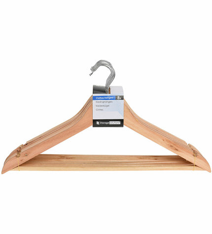 Set of 8 wooden Kleerhangerset Storage Solutions for household organization, featuring natural wood finish and durable construction.