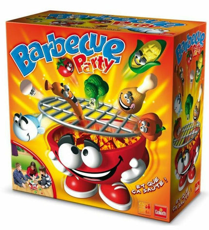 Goliath Barbecue Party board game for kids, featuring colorful game pieces and a vibrant game board for family fun.
