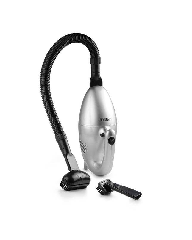Princess Kruimelzuiger handheld vacuum cleaner for cleaning crumbs and small messes, shown with compact design and power button.