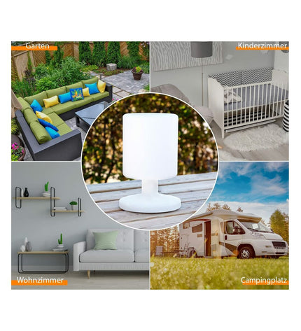 Smartwares IDE-60067 white plastic outdoor garden lantern with decorative design and built-in lighting for exterior decor.