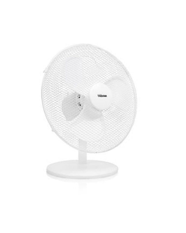 Tristar VE5727 white portable table fan with 45W power, designed for home cooling and air circulation.