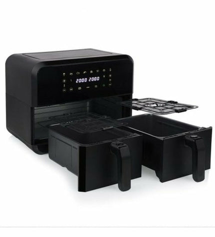 Princess luchtfriteuse 01.182068.01.001 in zwart, 2400W, compact elektrische keukenapparaat voor het frituren van voedsel.