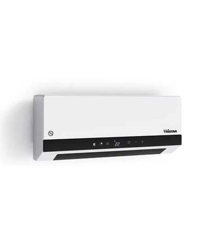Tristar KA-5210 white portable heater with digital controls, suitable for home and kitchen heating and cooling.
