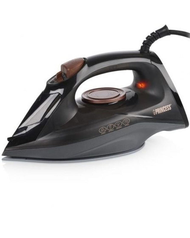 Princess 01.322890.01.001 black 2600W steam iron with ergonomic handle and digital controls, suitable for home and cooking use.