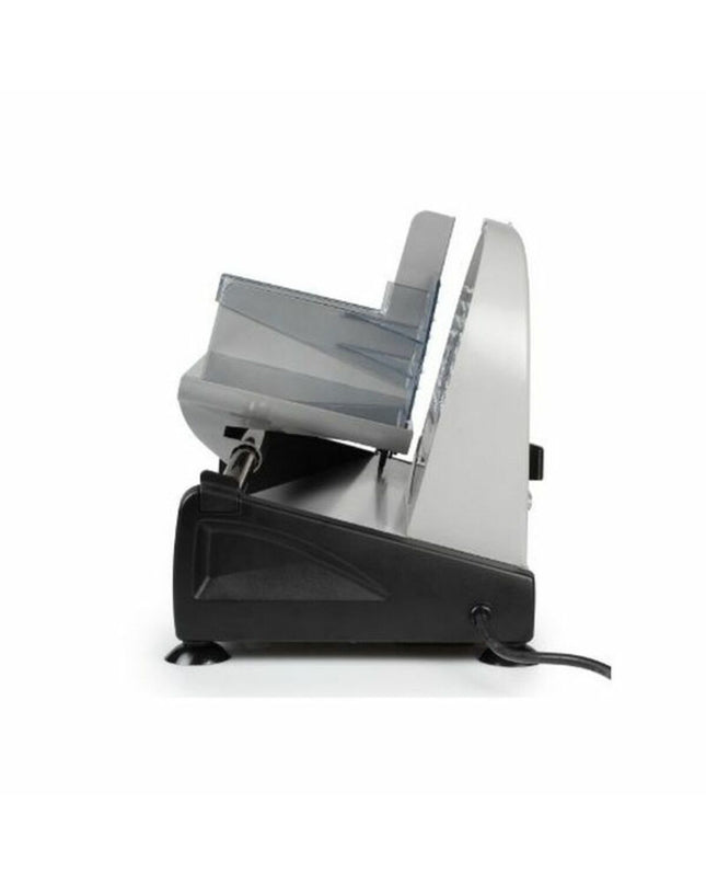 Tristar EM-2099 black electric food slicer with 150W motor, compact kitchen appliance for slicing and food preparation.