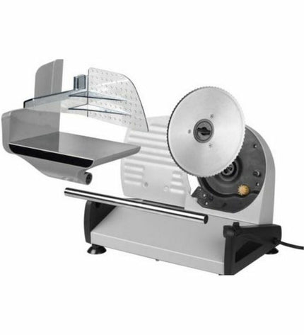 Tristar EM-2099 150W black electric slicer for home use, featuring a compact design and easy-to-use slicing blade.
