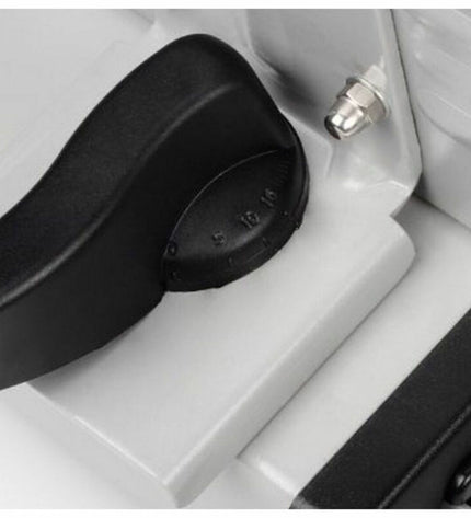 Tristar EM-2099 black electric slicer with 150W power, compact kitchen appliance for slicing and food preparation.