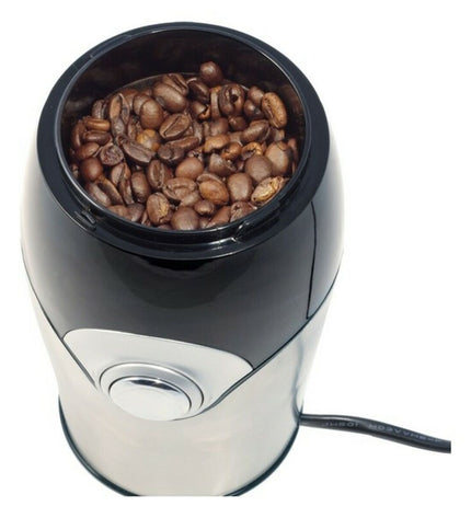 Tristar KM-2270 electric coffee grinder in white with 150W power, compact kitchen appliance for grinding coffee and spices.