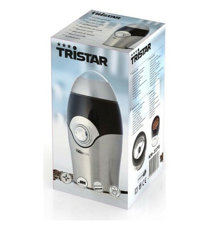 Tristar KM-2270 electric coffee grinder in white with 150W power for home kitchen use.