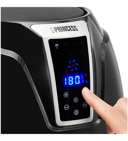 Princess Aerofryer XL 3.2L compact electric fryer with digital controls, black finish, suitable for quick healthy frying.