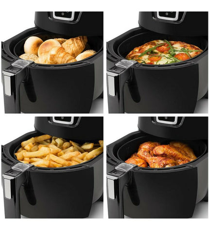 Princess Aerofryer XL 3.2L air fryer for home cooking, featuring a sleek black design and digital control panel.