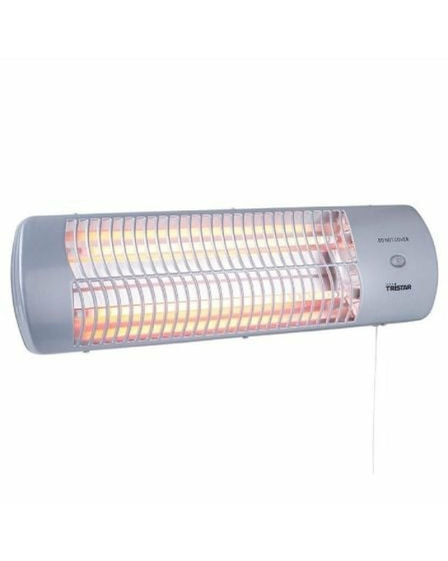 Tristar KA-5010 1200W gray steel electric heater with heating element, portable for home and kitchen use.