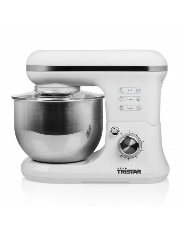 Tristar MX-4817 white food processor with 1200W motor and 5L capacity for kitchen use.