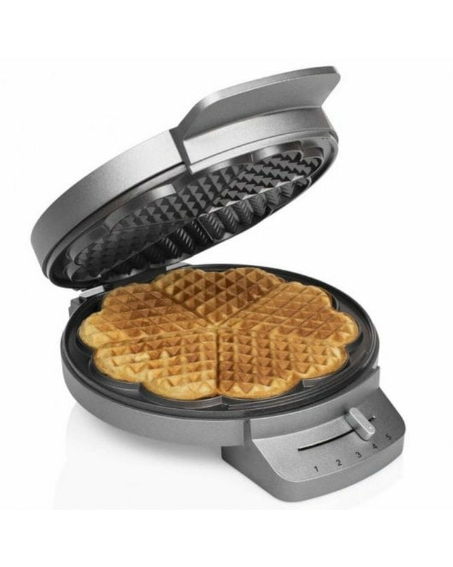 Princess Wafelmaker 132380 in black and silver, 1200W, compact electric waffle maker for home cooking, stainless steel finish.
