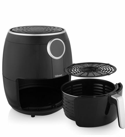 Black Tristar FR-6956 air fryer with digital controls and 1500W power, suitable for home cooking and small electric appliances.