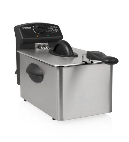 Princess 182642 black deep fryer with 2000W power and 4-liter capacity, suitable for home cooking and frying.
