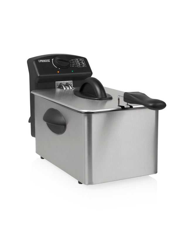Princess 182642 black deep fryer with 2000W power and 4-liter capacity, suitable for home cooking and frying.
