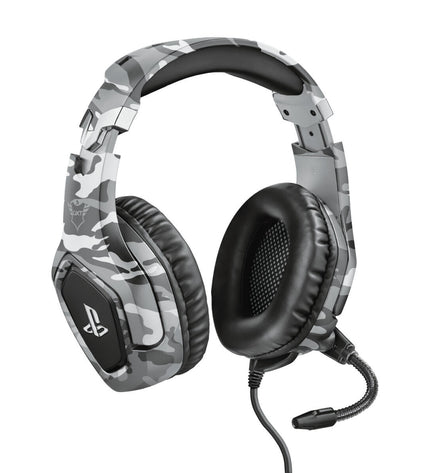 Trust GXT488 wireless gray headset for gaming, with over-ear design and built-in microphone, ideal for plug and play consoles.