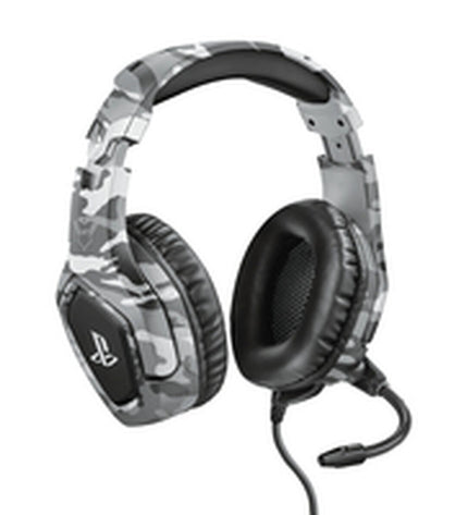 Gray Trust wireless headset GXT488 for gaming, with adjustable headband and over-ear design, connected via wireless for gaming and electronics.