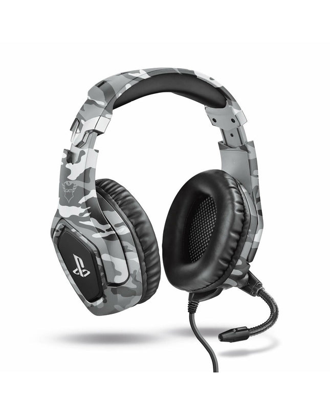 Trust 23531 GXT488 wireless gray headphone for gaming, showing over-ear design and built-in microphone for electronic gaming consoles.