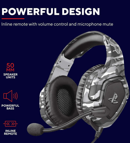 Trust GXT488 wireless gray headphones for gaming and electronics, featuring a comfortable over-ear design and plug-and-play connectivity.