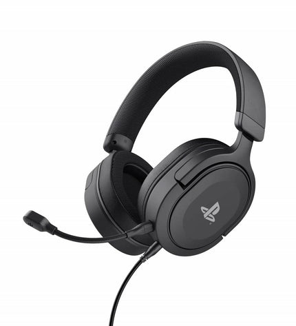 Trust 24715 headset with microphone, plug-and-play electronic gaming headset suitable for consoles, shown with inline microphone and ear cups.