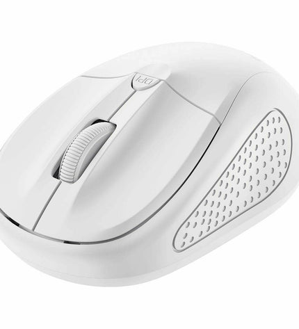 Trust wireless optical mouse for electronics, featuring a sleek design and plug and play compatibility for gaming consoles.