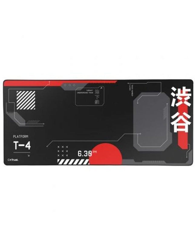 Black Trust gaming mat designed for plug & play game consoles, featuring a smooth surface and electronic compatibility.