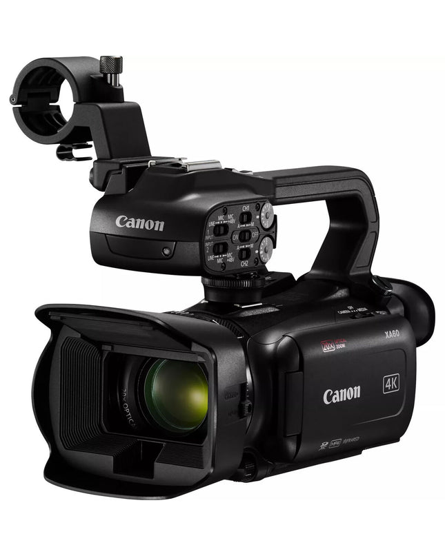 Canon Videocamera 5733C007 for photography and videography, showing its lens and camera body in a detailed shot.
