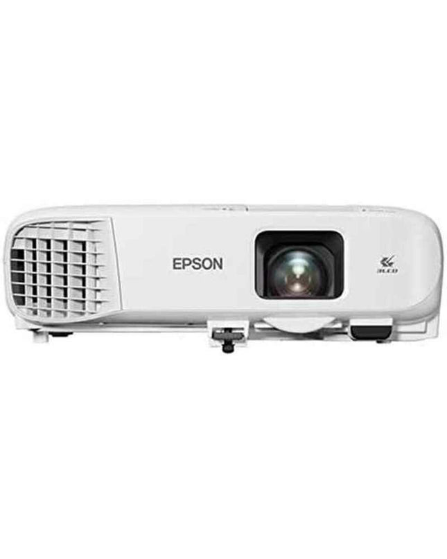Epson EB-E20 projector displaying bright XGA image with 3400 lumens, suitable for home theater and electronic entertainment.
