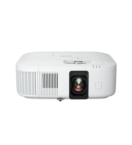 Epson projector V11HA73040 set up in a home theater room, displaying vibrant images on a large screen.