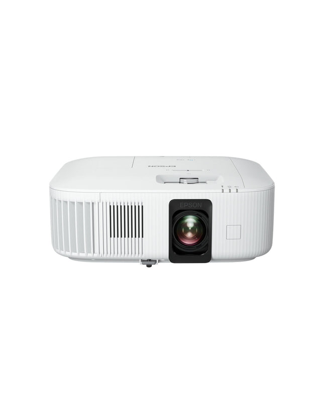 Epson projector V11HA73040 set up in a home theater room, displaying vibrant images on a large screen.