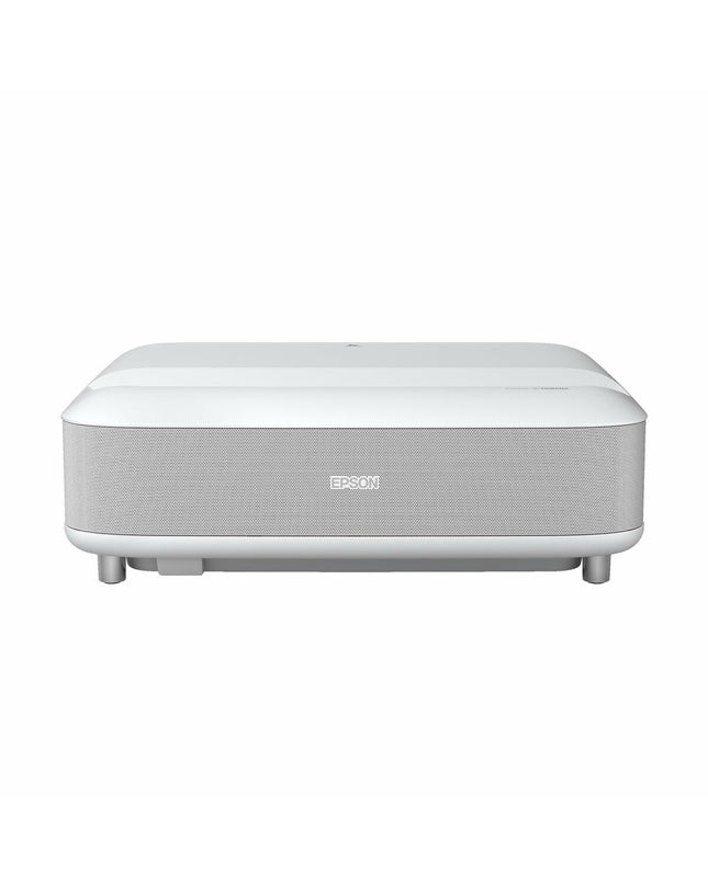 Epson V11HB07040 3600 ANSI 4K Ultra HD projector showing a vibrant home theater setup with colorful visuals.