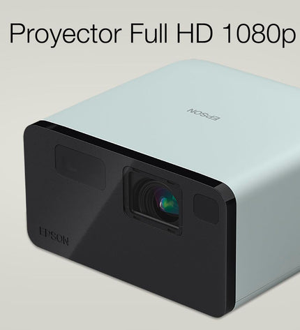 Epson V11HB35340 Full HD LCD projector displaying vibrant images on a white wall in a home theater setting