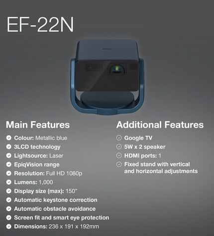 Epson Full HD projector V11HB38440 displaying an image on a screen, showcasing high-definition resolution and sleek electronic design.