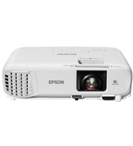 Epson V11HB51040 XGA projector displaying bright image, 3600 lumens, for home theater and electronic video entertainment.
