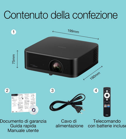 Epson projector V11HB73140 for home cinema and electronics, showing lens and front view with connection ports.