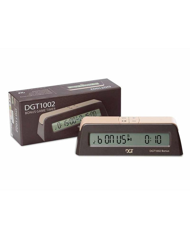 Cayro digital clock and chess game set with colorful pieces and clock display, designed for fun and educational play.