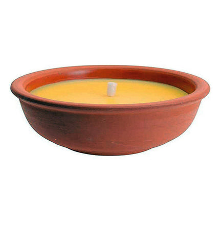 Terra cotta Aardewerk kaars holder for outdoor garden decor, 13 cm diameter, by BigBuy Home, with rustic finish.
