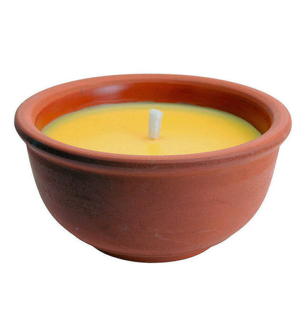 Terra cotta ceramic candle holder for outdoor garden decor, 13cm diameter and 6.5cm height, by BigBuy Home.