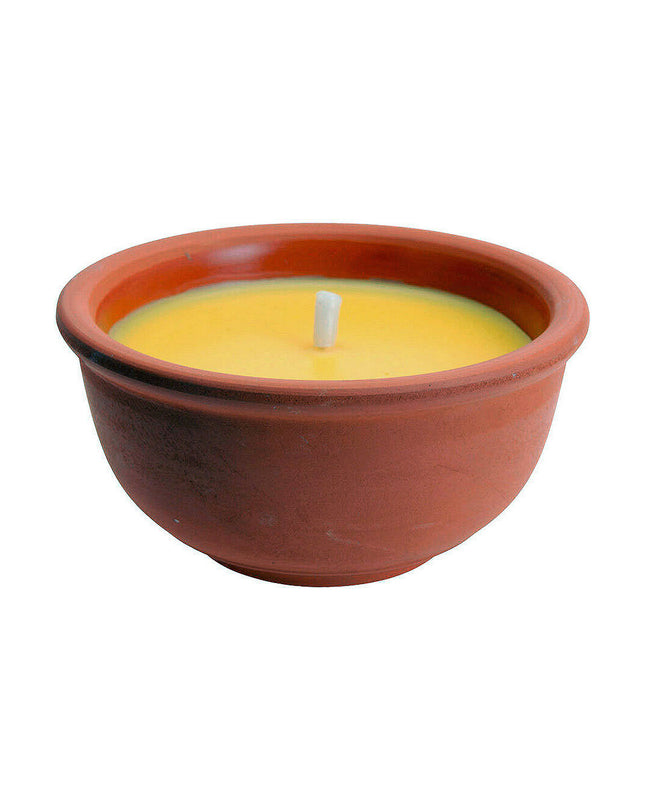 Terra cotta ceramic candle holder for outdoor garden decor, 13cm diameter and 6.5cm height, by BigBuy Home.