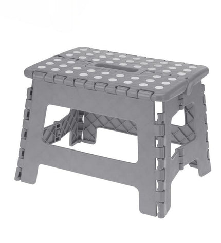Foldable EDM bathroom stool, 27x28x21 cm, supports up to 80 kg, lightweight plastic seat for home and kitchen use.