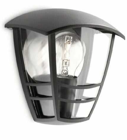 Philips Wandlamp 15387/30/16 black aluminum outdoor garden decorative light with E27 socket, 60W bulb not included.