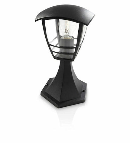 Philips black aluminium outdoor garden wall lamp with E27 fitting, decorative exterior lighting for outdoor spaces