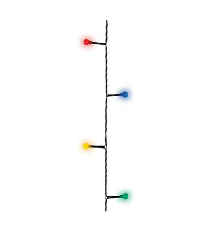 Lumineo Cherry multicolour LED-lichtkrans for outdoor garden decoration, 14 meters long with multicolored LED lights.