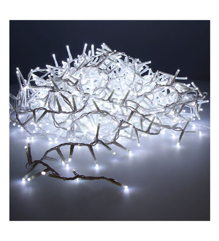 Lumineo 14-16m white LED light garland for outdoor garden decoration, featuring bright energy-efficient string lights.
