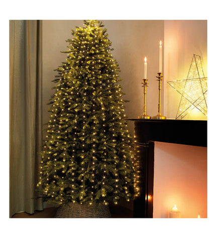 Lumineo 5m warm white LED outdoor garden string light with silver-colored decor for outdoor decoration.