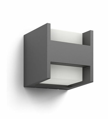 Philips LED outdoor garden wall light in anthracite aluminum, 4.5W, warm white 4000K, 800 lumens, decorative exterior lighting